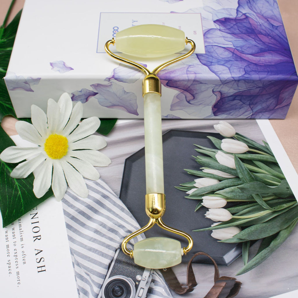 Dvostruki valjak od žada za masažu lica – prirodni žadni beauty alat za smanjenje otečenosti i blistavost kože﻿