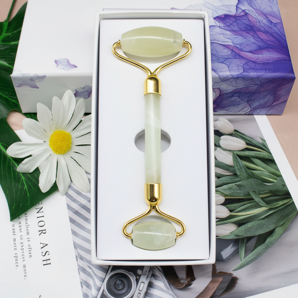 Dvostruki valjak od žada za masažu lica – prirodni žadni beauty alat za smanjenje otečenosti i blistavost kože﻿