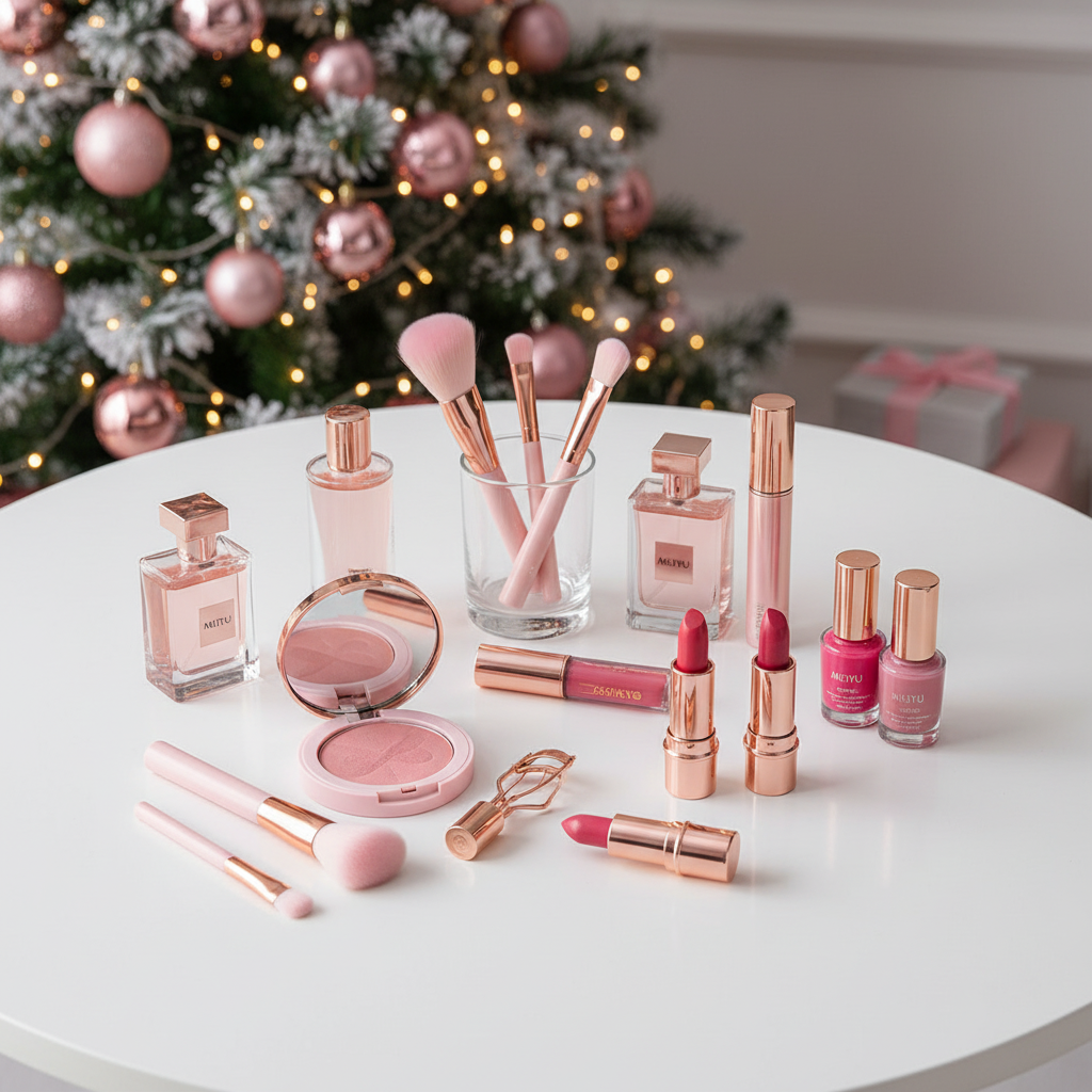 Božićni set za djevojčice s kozmetičkim ruževima za usne u poklon kutiji za ljepotu